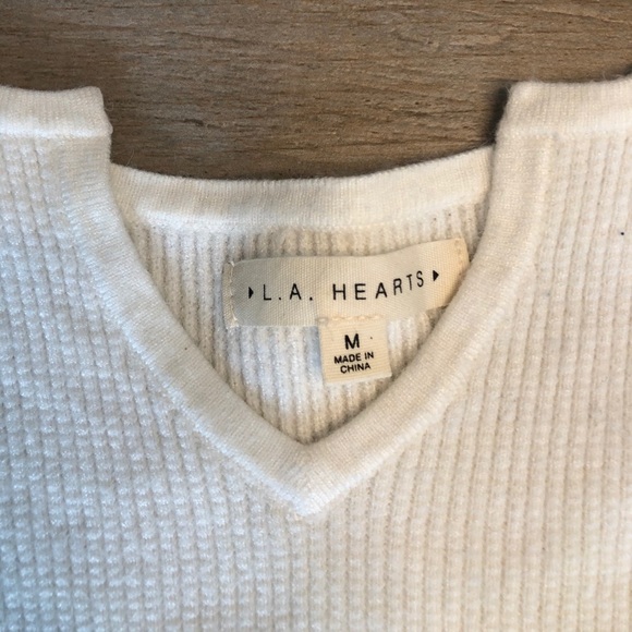 LA Hearts Waffle Knit Henley Tank Top in White - Picture 3 of 4